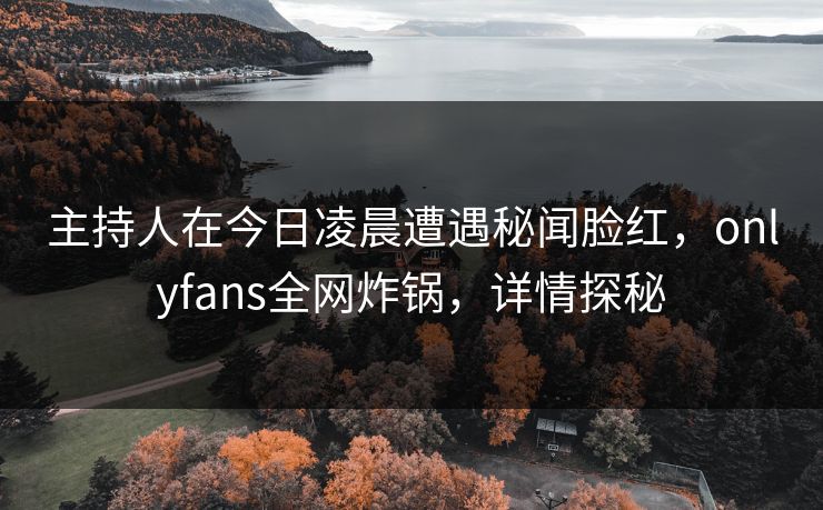 主持人在今日凌晨遭遇秘闻脸红，onlyfans全网炸锅，详情探秘